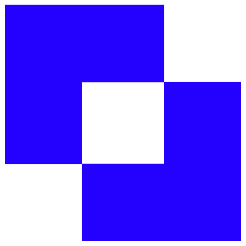 Formations géométriques bleues sur fond transparent.
