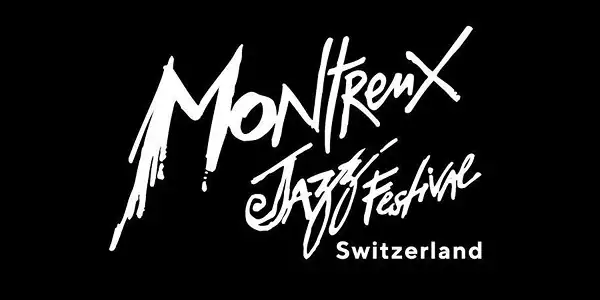 Logo du Montreux Jazz Festival en blanc sur fond noir.